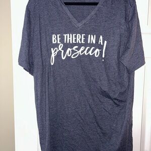 Gray V-Neck Graphic Tee